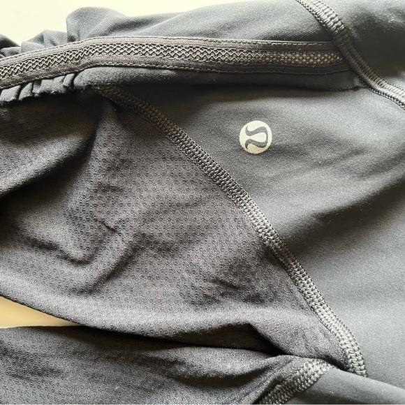 Lululemon Sz 4 Yoga Running Crop Legging Pant Capri black orange Waist - Picture 8 of 9